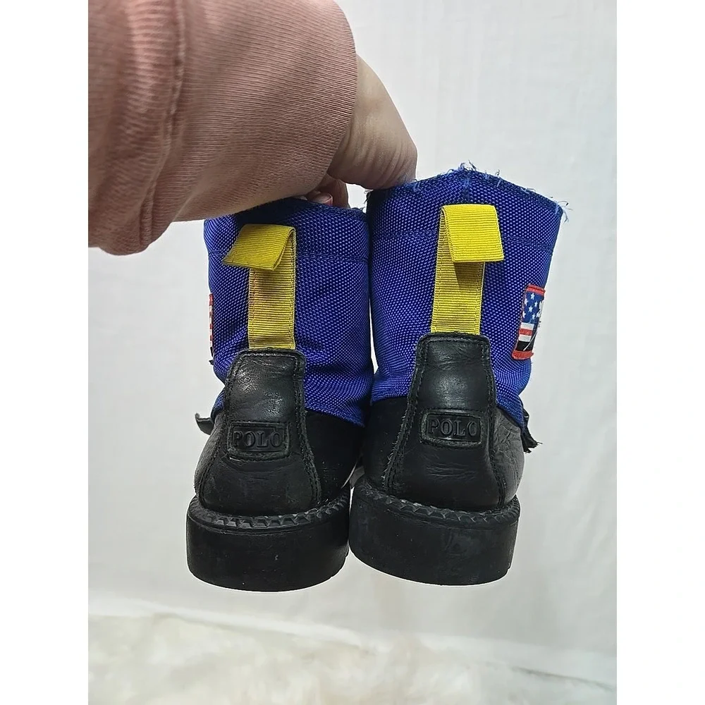 POLO Ralph Lauren Boys Ranger High‎ II Boots Size US 4.5 Blue Black Red Lace Ski